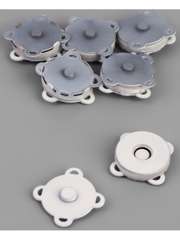 Кнопки магнитные пришивные, d = 18 мм, 6 шт, цвет белый матовый