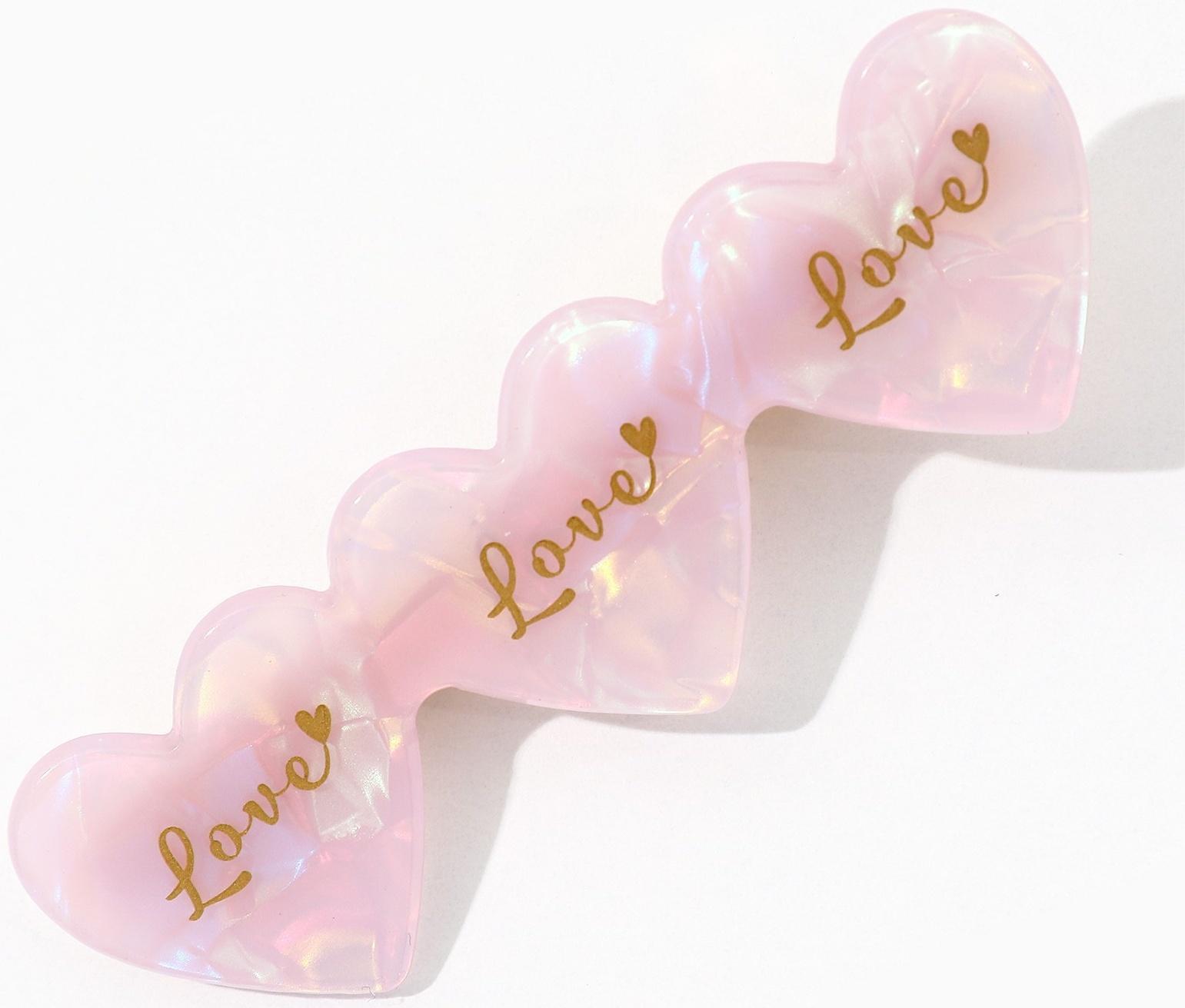 Заколка для волос  акриловая  Love, микс, 5.5 х 1.5 см