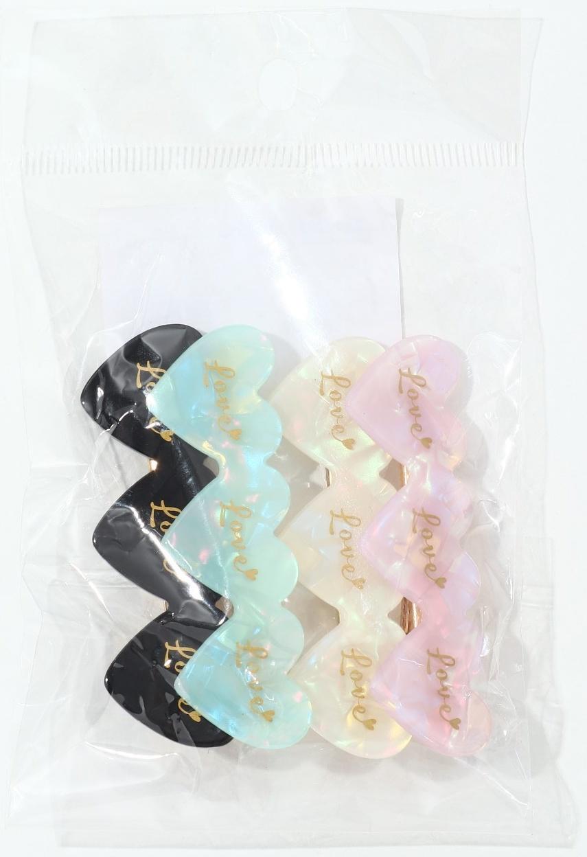 Заколка для волос  акриловая  Love, микс, 5.5 х 1.5 см