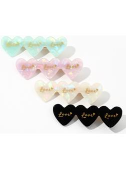 Заколка для волос  акриловая  Love, микс, 5.5 х 1.5 см