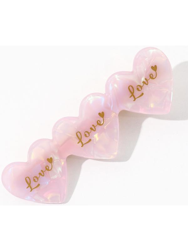 Заколка для волос  акриловая  Love, микс, 5.5 х 1.5 см
