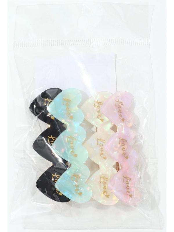 Заколка для волос  акриловая  Love, микс, 5.5 х 1.5 см