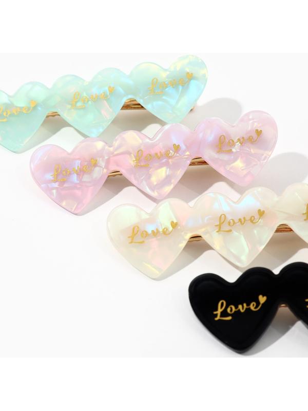 Заколка для волос  акриловая  Love, микс, 5.5 х 1.5 см