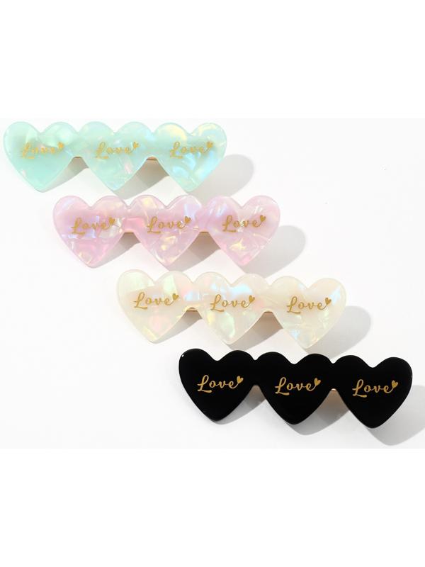 Заколка для волос  акриловая  Love, микс, 5.5 х 1.5 см