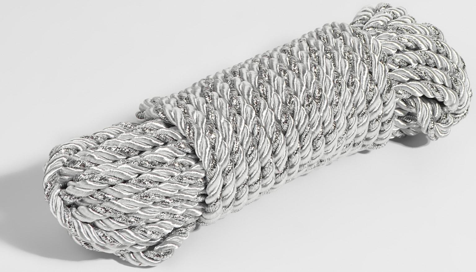 Шнур витой, d = 5 мм, 9 ± 1 м, цвет серебряный