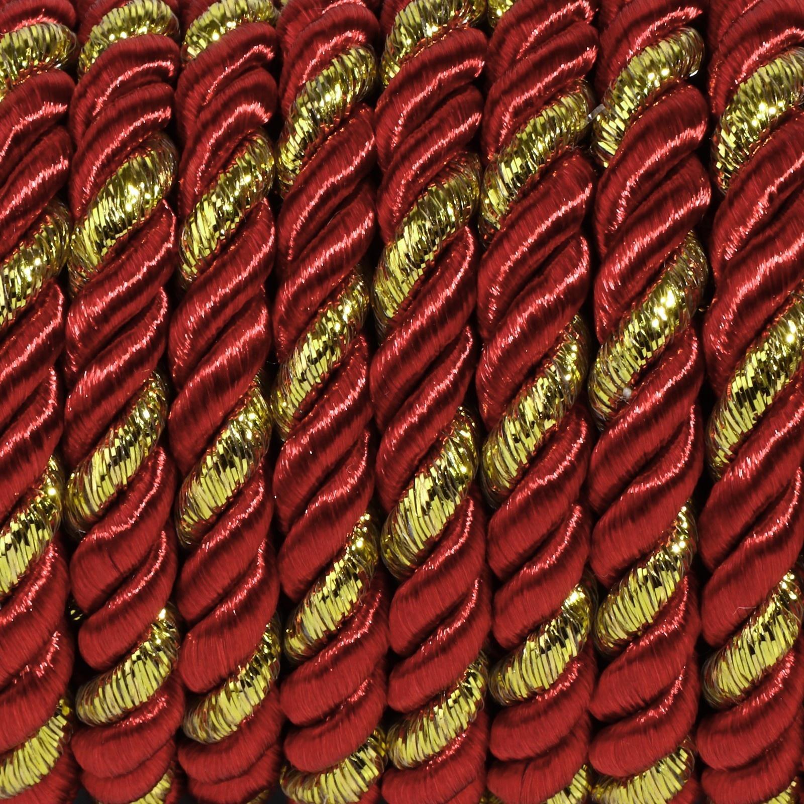 Шнур витой, d = 5 мм, 9 ± 1 м, цвет бордовый