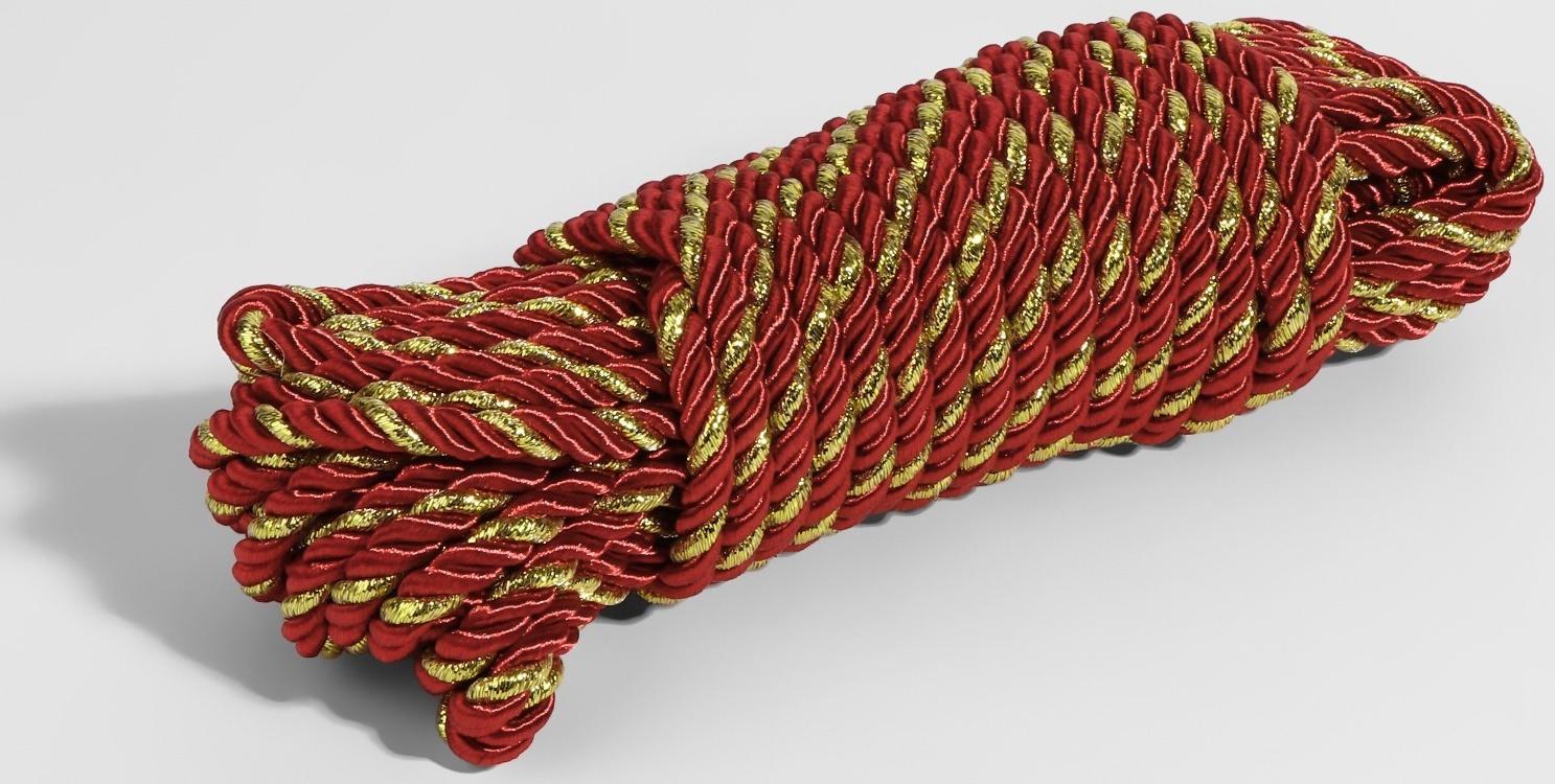 Шнур витой, d = 5 мм, 9 ± 1 м, цвет бордовый