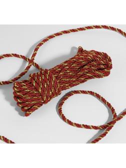 Шнур витой, d = 5 мм, 9 ± 1 м, цвет бордовый