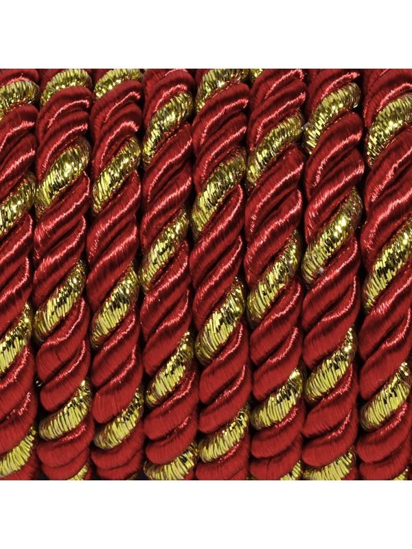 Шнур витой, d = 5 мм, 9 ± 1 м, цвет бордовый