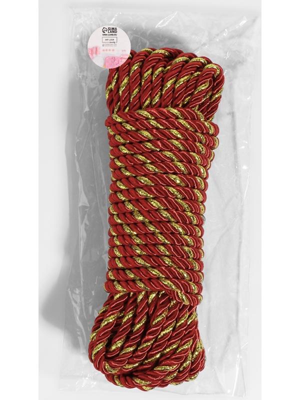 Шнур витой, d = 5 мм, 9 ± 1 м, цвет бордовый