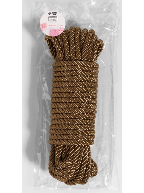 Шнур витой, d = 5 мм, 9 ± 1 м, цвет кофейный