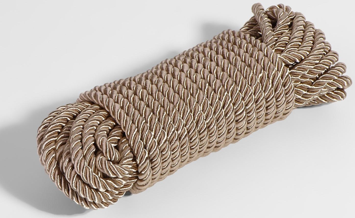 Шнур витой, d = 5 мм, 9 ± 1 м, цвет светло-серый