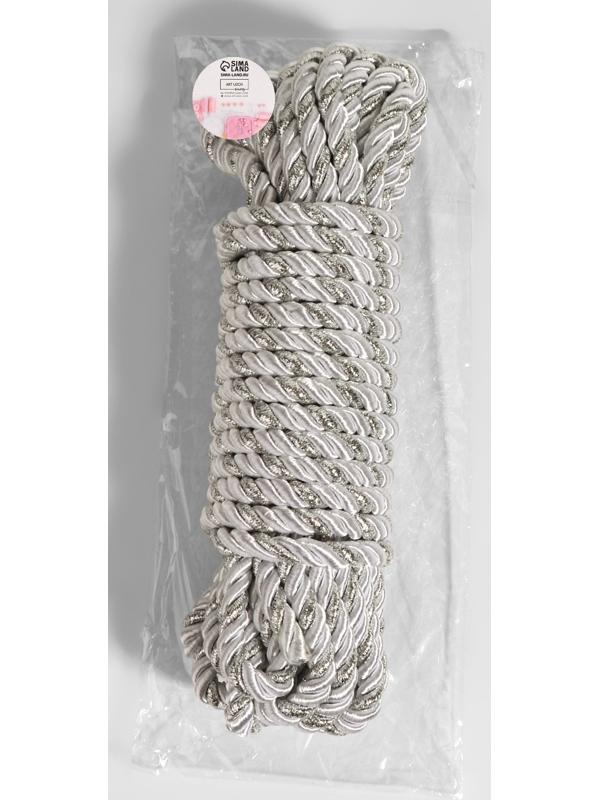 Шнур витой, d = 8 мм, 9 ± 1 м, цвет серебряный