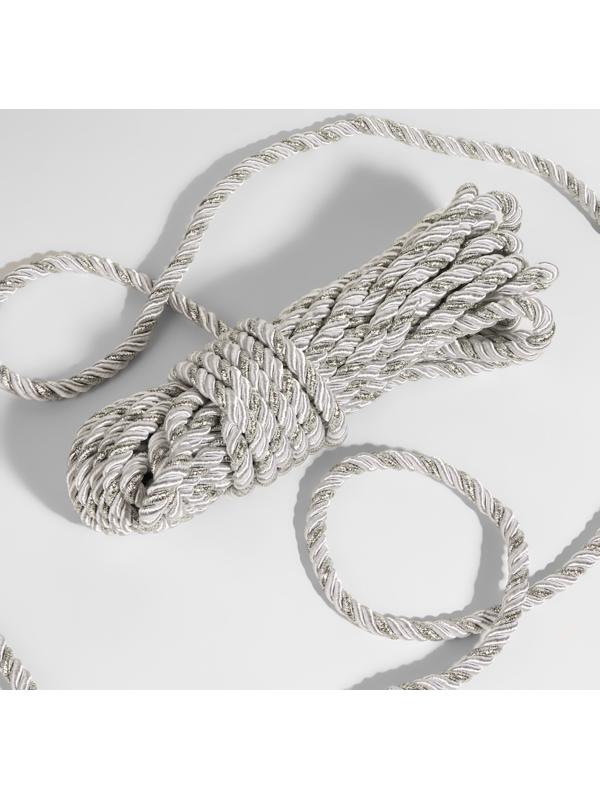 Шнур витой, d = 8 мм, 9 ± 1 м, цвет серебряный