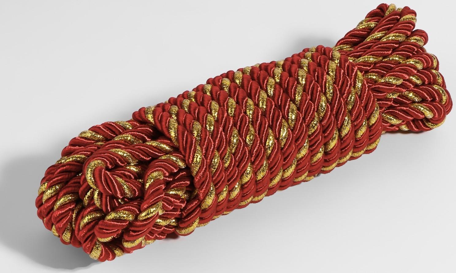 Шнур витой, d = 8 мм, 9 ± 1 м, цвет бордовый