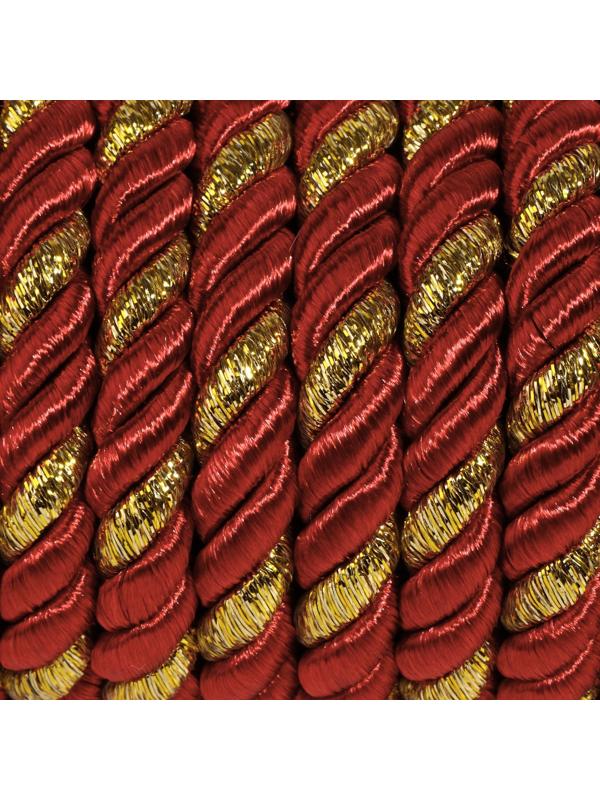 Шнур витой, d = 8 мм, 9 ± 1 м, цвет бордовый