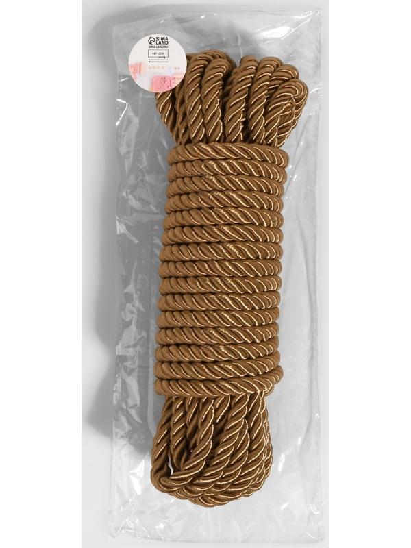 Шнур витой, d = 8 мм, 9 ± 1 м, цвет кофейный