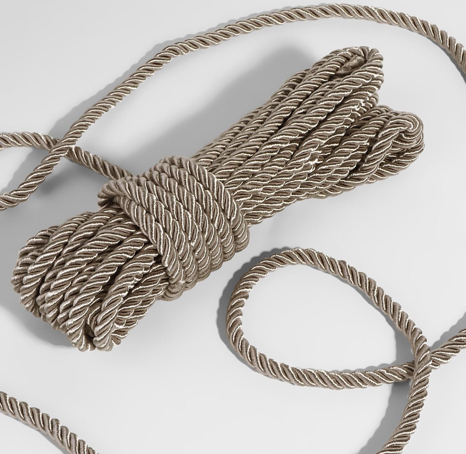 Шнур витой, d = 8 мм, 9 ± 1 м, цвет светло-серый