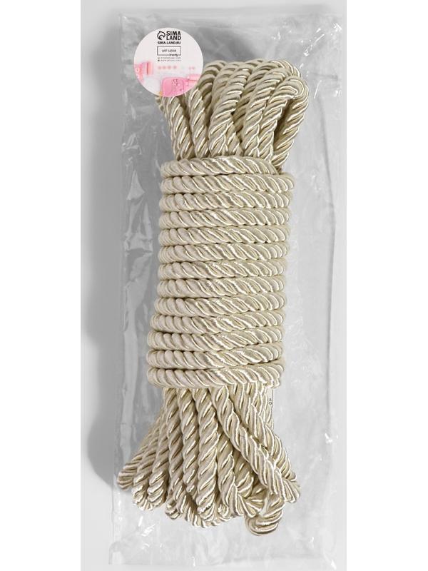 Шнур витой, d = 8 мм, 9 ±1 м, цвет перламутровый