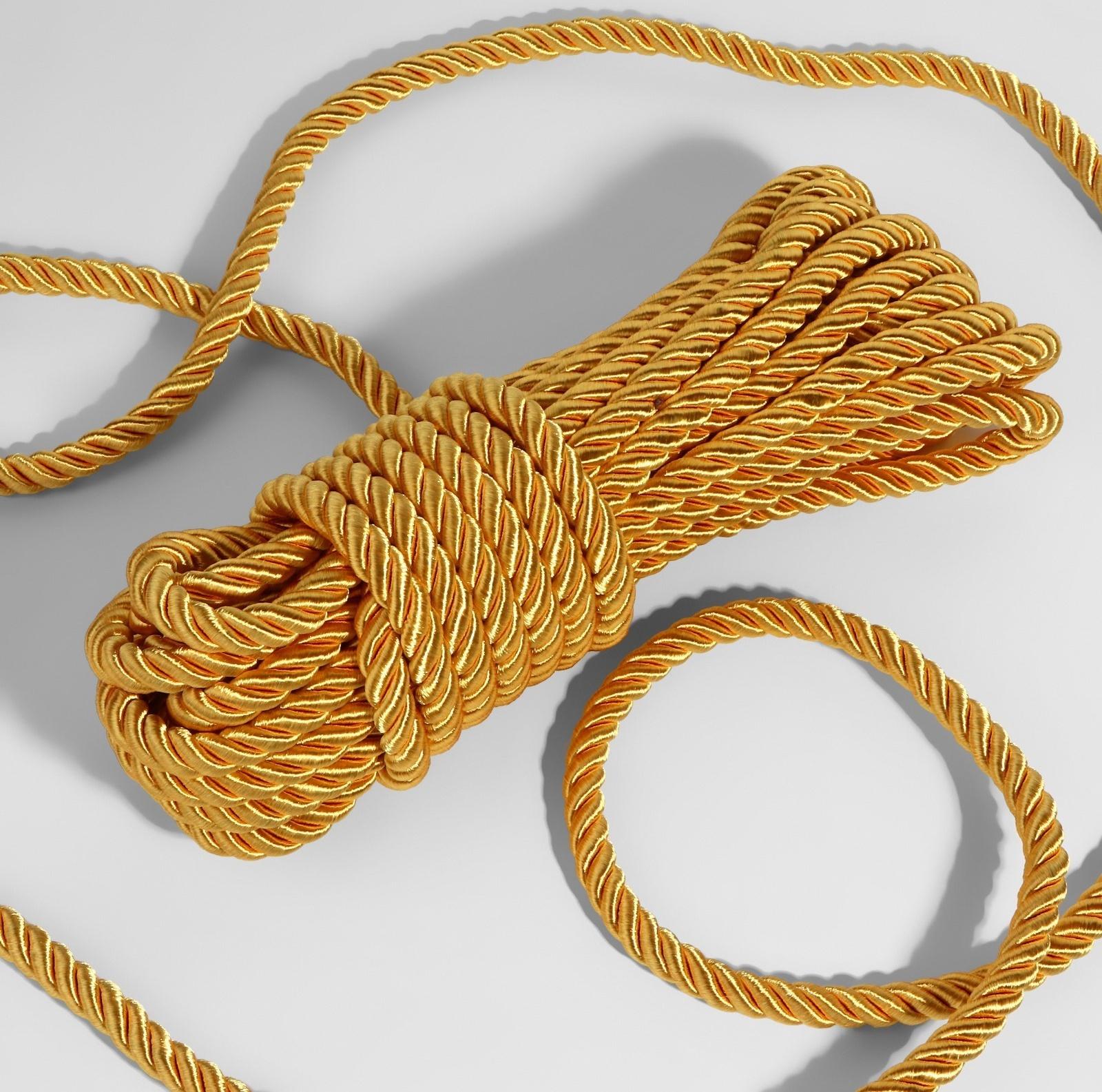 Шнур витой, d = 10 мм, 9 ± 1 м, цвет золотой