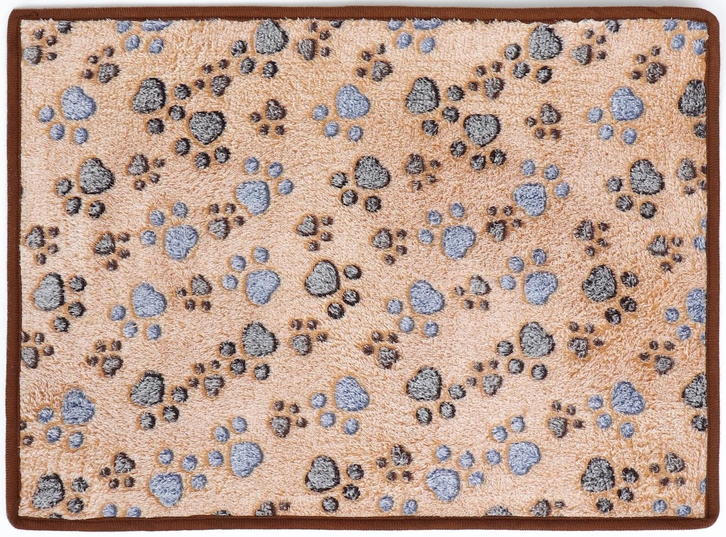 Коврик для отдыха животных, двусторонний (флис+ротанг), 55 х 45 см, бежевый