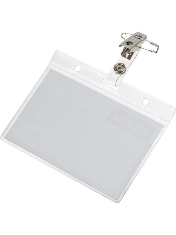 Бейдж Attache 120х87мм (113х70мм) гориз.,металл зажим, булавка 10шт/уп