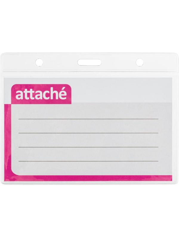 Бейдж Attache 120х87мм (113х70мм) гориз.,металл зажим, булавка 10шт/уп
