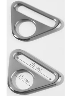 Полукольцо-пластина для сумки, 15/25 мм, 2 шт, цвет серебряный