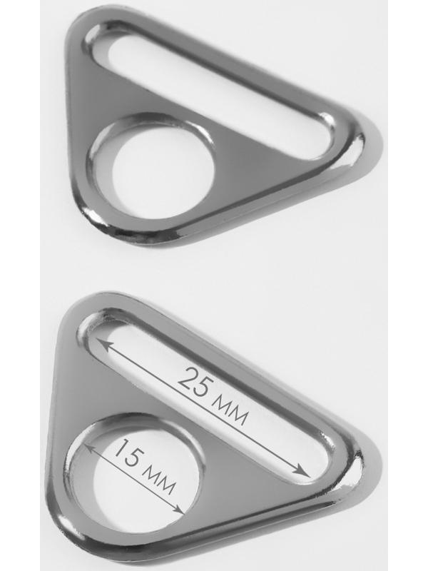 Полукольцо-пластина для сумки, 15/25 мм, 2 шт, цвет серебряный