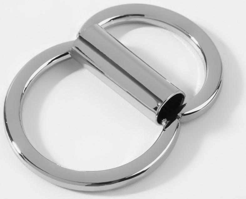 Полукольцо для сумок двойное, d = 15 мм, толщина - 1 мм, 2 шт, цвет серебряный