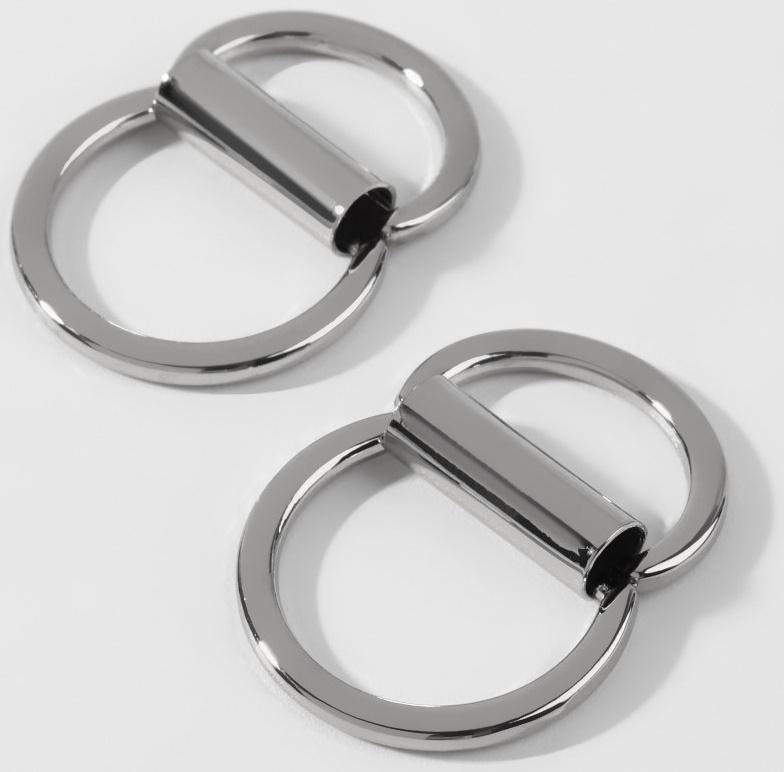 Полукольцо для сумок двойное, d = 15 мм, толщина - 1 мм, 2 шт, цвет серебряный