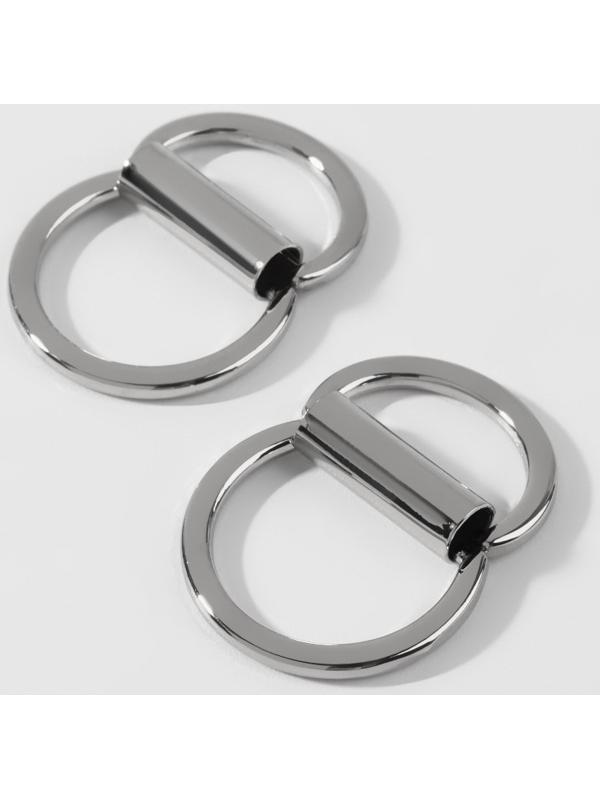 Полукольцо для сумок двойное, d = 15 мм, толщина - 1 мм, 2 шт, цвет серебряный