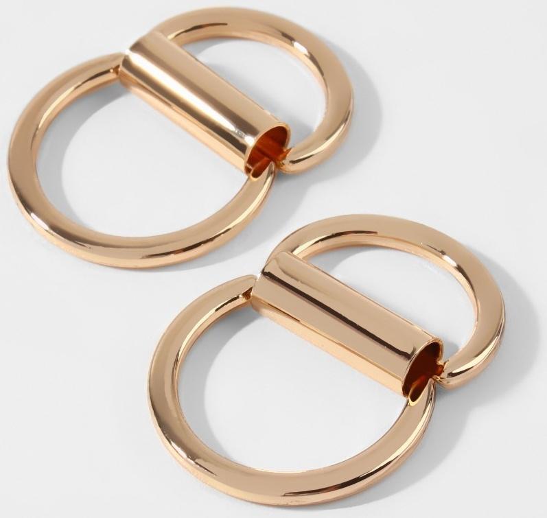 Полукольцо для сумок двойное, d = 15 мм, толщина - 1 мм, 2 шт, цвет золотой