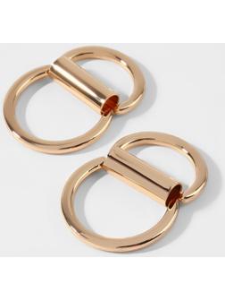 Полукольцо для сумок двойное, d = 15 мм, толщина - 1 мм, 2 шт, цвет золотой