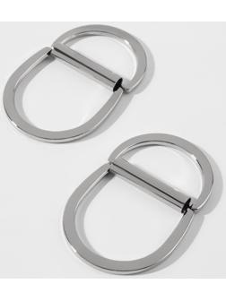 Полукольцо для сумок двойное, d = 25 мм, толщина - 2,5 мм, 2 шт, цвет серебряный