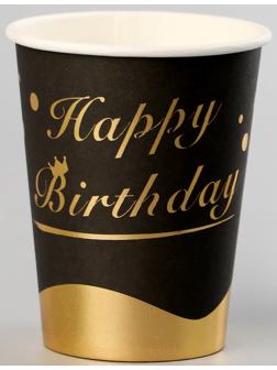 Стаканы бумажные «Золотой день рождения», 6 шт.