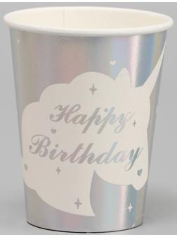 Стаканы бумажные «Единорог», 6 шт., цвет серебро