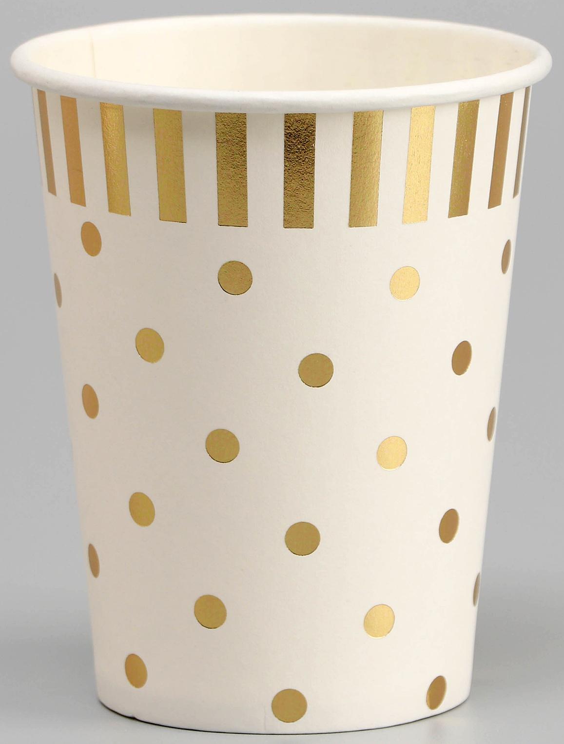 Стаканы бумажные «Горох», 6 шт., цвет золото