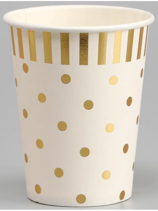 Стаканы бумажные «Горох», 6 шт., цвет золото