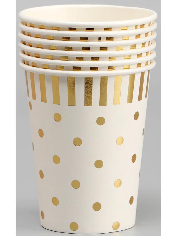 Стаканы бумажные «Горох», 6 шт., цвет золото