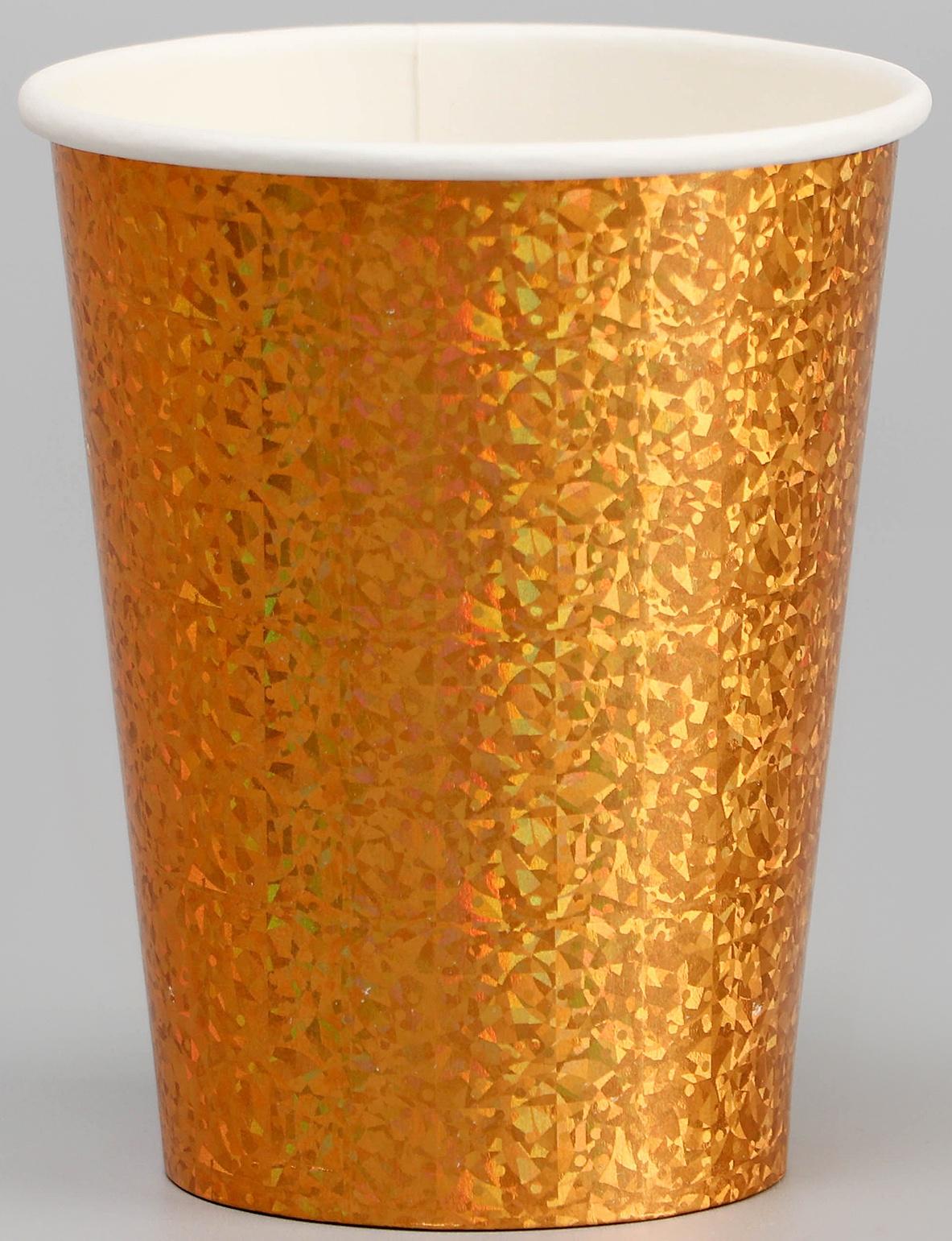 Стаканы бумажные «Голография», 6 шт., цвет золото