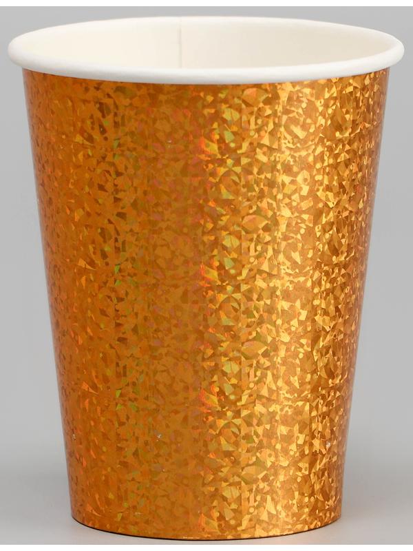Стаканы бумажные «Голография», 6 шт., цвет золото
