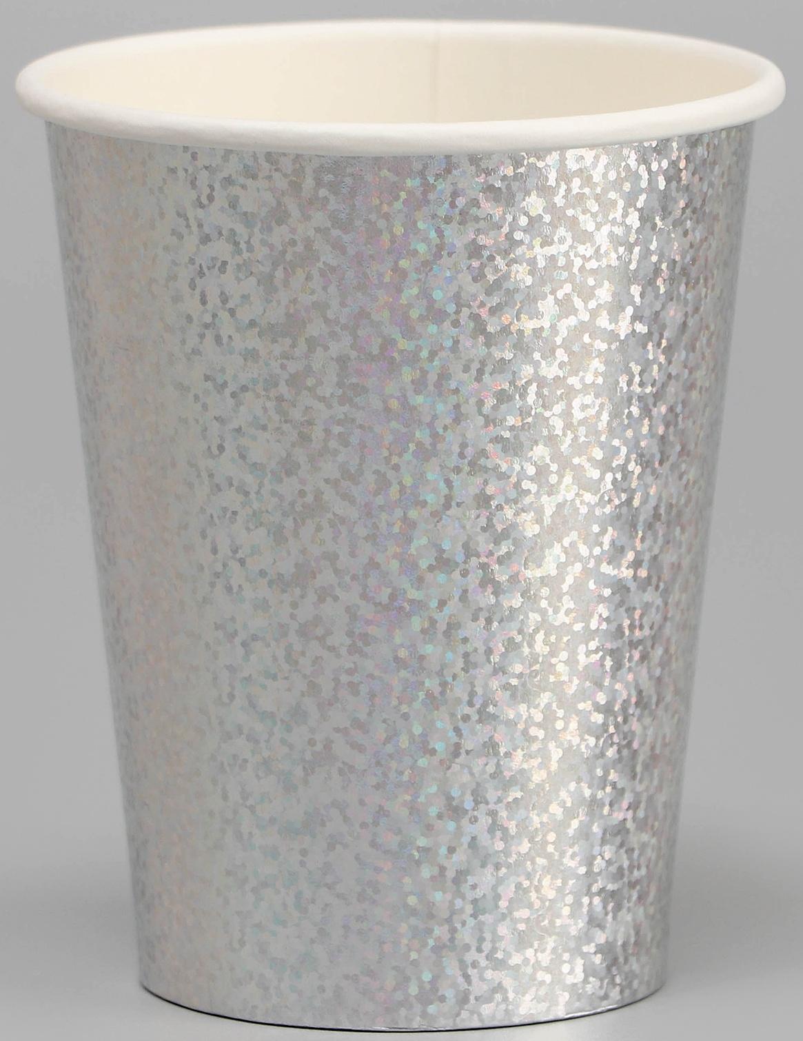 Стаканы бумажные «Голография», 6 шт., цвет серебро