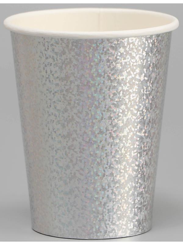 Стаканы бумажные «Голография», 6 шт., цвет серебро