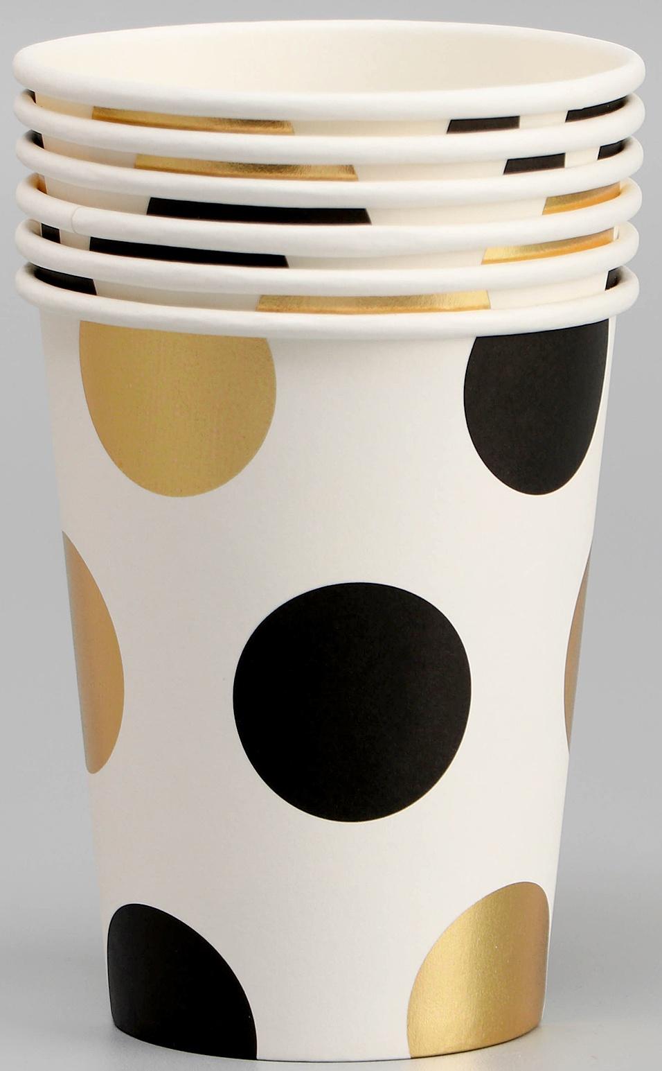 Стаканы бумажные «Горох», 6 шт., цвет чёрный