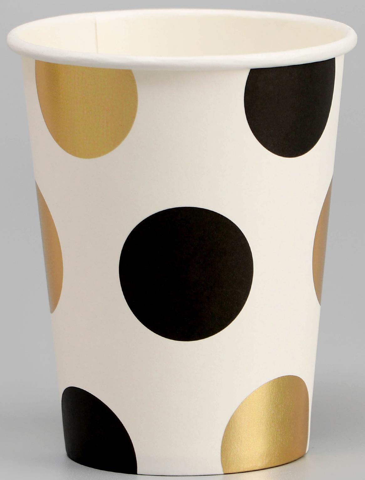 Стаканы бумажные «Горох», 6 шт., цвет чёрный