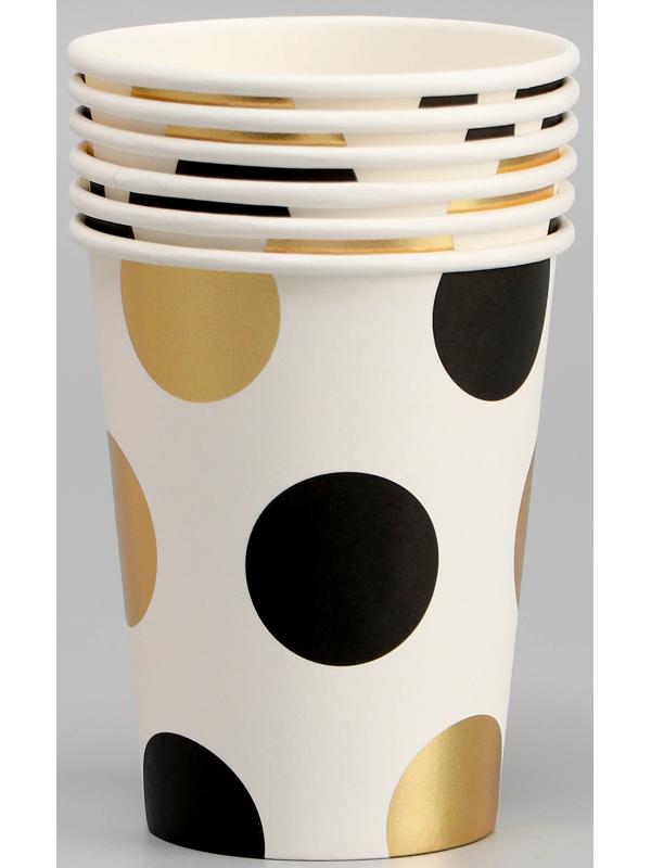 Стаканы бумажные «Горох», 6 шт., цвет чёрный