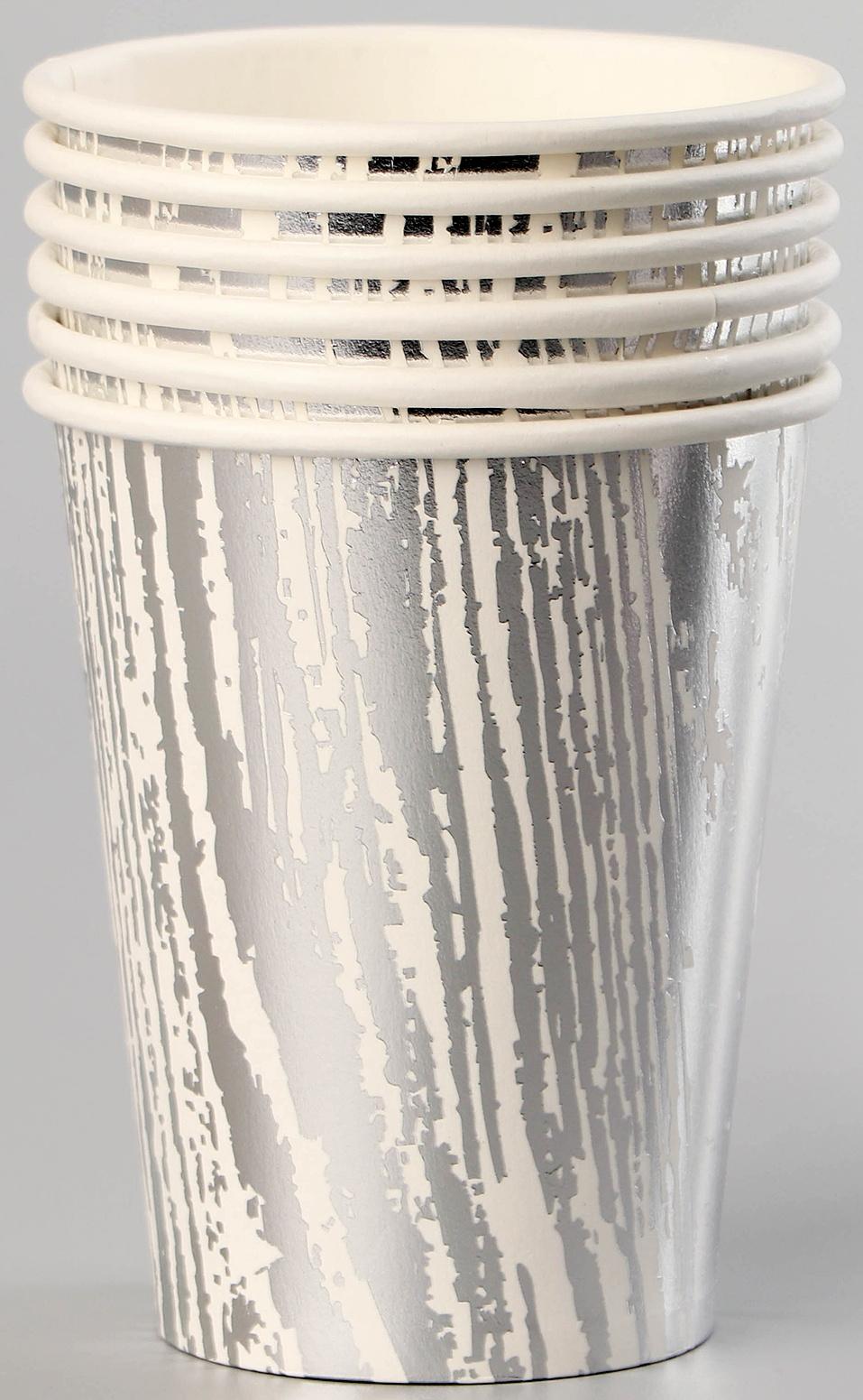 Стаканы бумажные «Полосы», 6 шт., цвет серебро