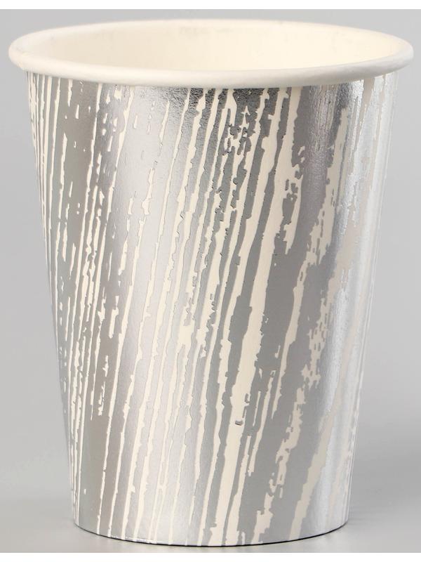 Стаканы бумажные «Полосы», 6 шт., цвет серебро