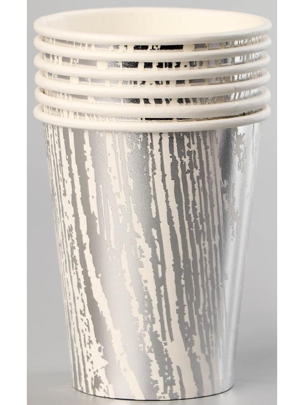 Стаканы бумажные «Полосы», 6 шт., цвет серебро